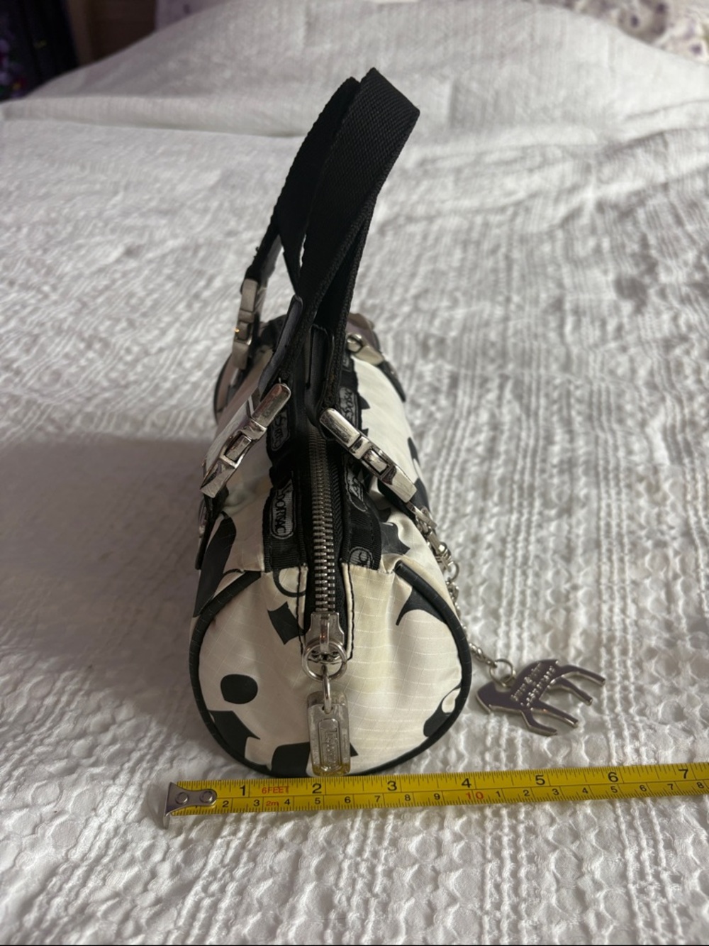 LeSportSac L.AM.B. Gwen Stefani Black and White Graphic Mini Barrel Bag - Picture 3 of 6